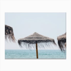 Straw Beach Umbrellas Canvas Print