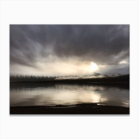 Cloudy Sky Over Lake Canvas Print