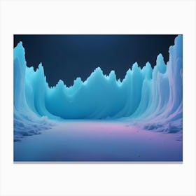 Abstract Image Of A Futuristic, Icy Landscape With Blue And Purple Lighting Canvas Print