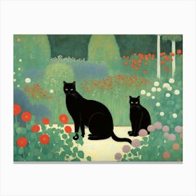 Cats In The Garden 3 Canvas Print