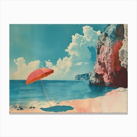 Red Umbrella On The Beach Canvas Print