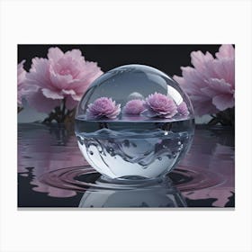 A Glass Orb With Water Floating On The Surface Canvas Print