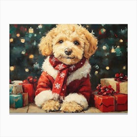 Christmas Goldendoodle 6 Canvas Print