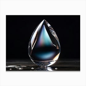 Single Tear Drop Captured In 3d And Hyper Realistic Style Against A Dark Background Expressing Poig Canvas Print