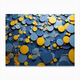 Blue And Yellow Circles 4 Canvas Print