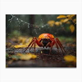 Colorful Spider In The Forest Rain Canvas Print