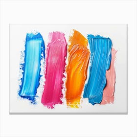 Colorful Paint Strokes On White Background Canvas Print