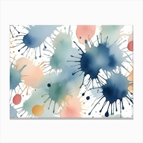 Abstract Image Of Colorful Watercolor Splatters On A White Background Canvas Print