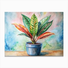 Watercolor Of A Potted Plant Canvas Print