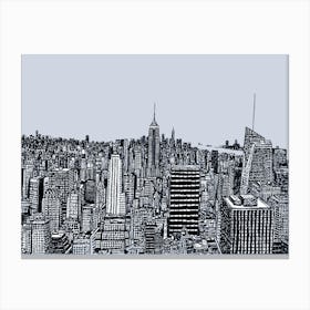 Grey New York Skyline, View from the Top of the Rock, Illustration Leinwandbild