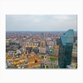 Foto Italia, Skyscrapers aerial view Milan Canvas Print