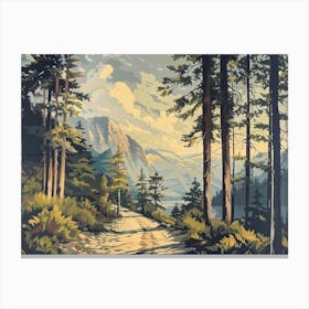 Retro Woods Illustration 4 Canvas Print