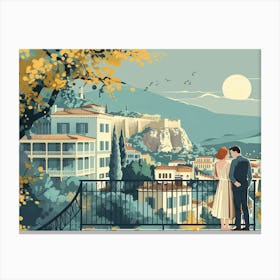 Romantic couple in Athens Greece Canvas Print