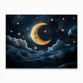 Moon And Stars Master Peace Canvas Print