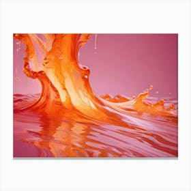 Abstract Image Of A Splash Of Orange Liquid, Creating A Dynamic And Fluid Effect Canvas Print