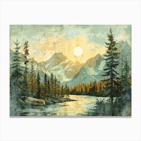 Retro Woods Illustration 1 Canvas Print