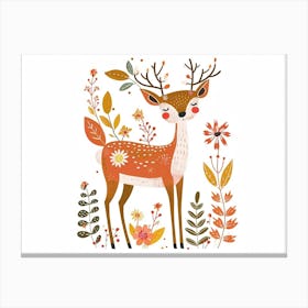 Little Floral Reindeer 1 Canvas Print