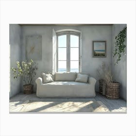 Serene Seaside Living Room 1 Canvas Print