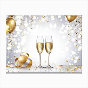 Celebration Banner Glistens Emblazon Sparkling Champagne Glass Centerpiece Raised In A Toast Back (1) Canvas Print