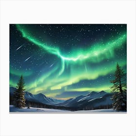 Northern lights in the snow Canvas Print