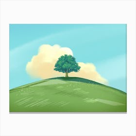 Tree On A Hill Canvas Print