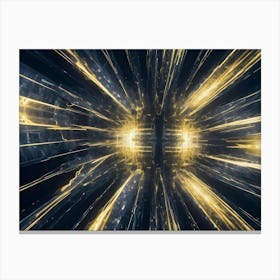 Abstract, Geometric Digital Artwork With Yellow Lights And A Dark, Black Background Canvas Print