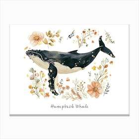 Little Floral Humpback Whale 1 Poster Canvas Print