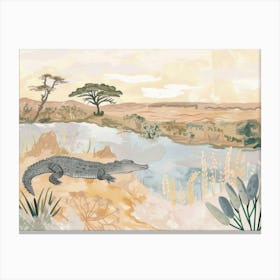 Crocodile Tropical Jungle Illustration 3 Canvas Print
