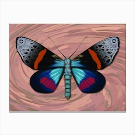 Mechanical Butterfly The Milionia Grandis On A Pink Background Canvas Print
