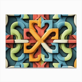 Seamless Relief Sculpture Designation Retro Pattern Geometry Colorful Polygon Cross Frame Kaleidoscope 1 Canvas Print