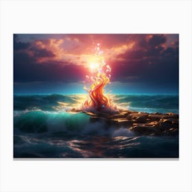 Fire In The Ocean 1 Canvas Print