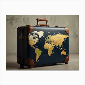 World Map Suitcase Canvas Print