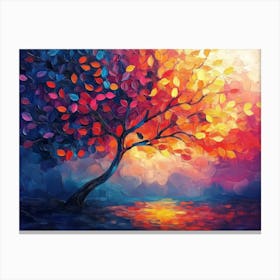 Elegant Colorful Tree with Vibrant Leaves Hanging Branches 19 Canvas Print