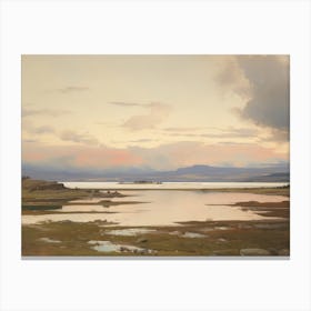 Warm Lake Sunset Painting Canvas Print