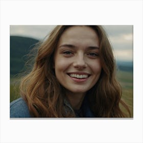 Girl Smiles In A Field Canvas Print