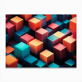 Colorful 3d Illustration of a Geometric Pattern Cubes Canvas Print