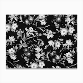 Black And White Floral Print Canvas Print