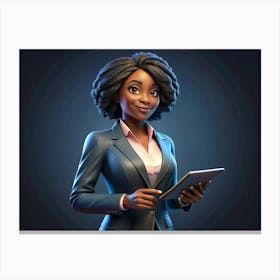 African American Businesswoman Holding A Tablet Canvas Print