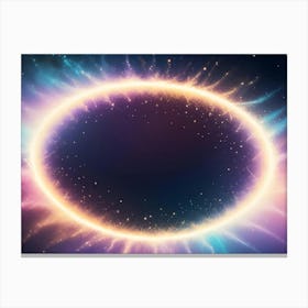 A Glowing, Colorful Ring Of Light In A Space Setting With A Starry Background Canvas Print