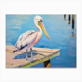 Pelican On Dock 1 Canvas Print