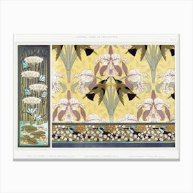 Dragonflies, Umbellate Butome, Water Lilies Panel, Maurice Pillard Verneuil Canvas Print