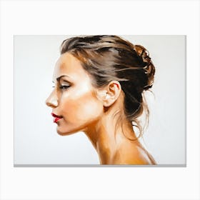 Side Profile Of Beautiful Woman Oil Painting 19 Canvas Print