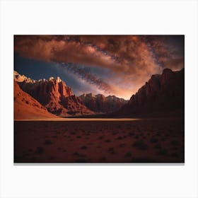 Red canyon under starry sky Canvas Print