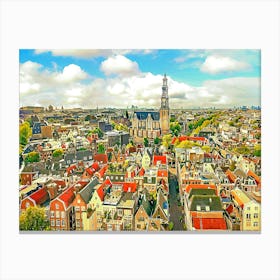 Aerial View Of Amsterdam, Netherlands Canvas Print