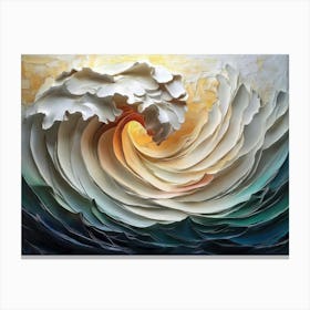 3d Relief Art with Painting of a Colorful 3d Wave Oil Painting Canvas Print