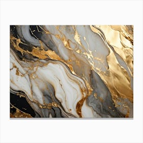 Abstract Marble Texture Swirls Of Gold And Silver Intertwining In A Lavish Dance Of Opulence Palet (4) Canvas Print