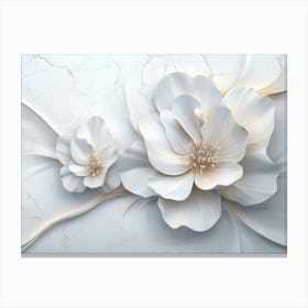 3d Art With Beautiful White Marble Flower Beautiful Abstract Background Canvas Print