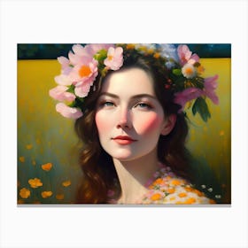 Lady With Flowers In Hair 2 Canvas Print