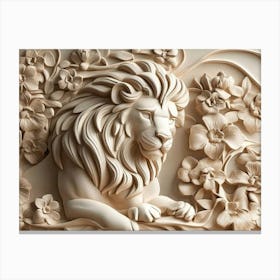 Elegant Lion 3d Relief Exquisite 1 Canvas Print