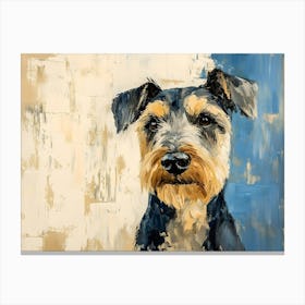 Minimal Terrier Blue And Beige 2 Canvas Print